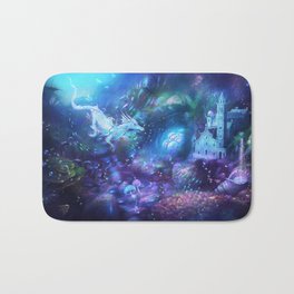 Water Dragon Kingdom Bath Mat | Photomontage, Collage, Fishes, Sea, Blue, Ocean, Waterdragon, Digital, Mermaid, Underwaterworld 