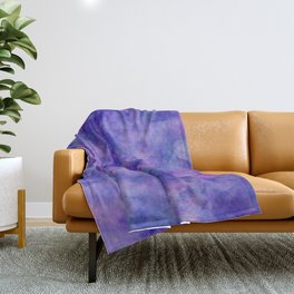 Purple Pink and Blue Bright Marble Watercolor Texture Throw Blanket