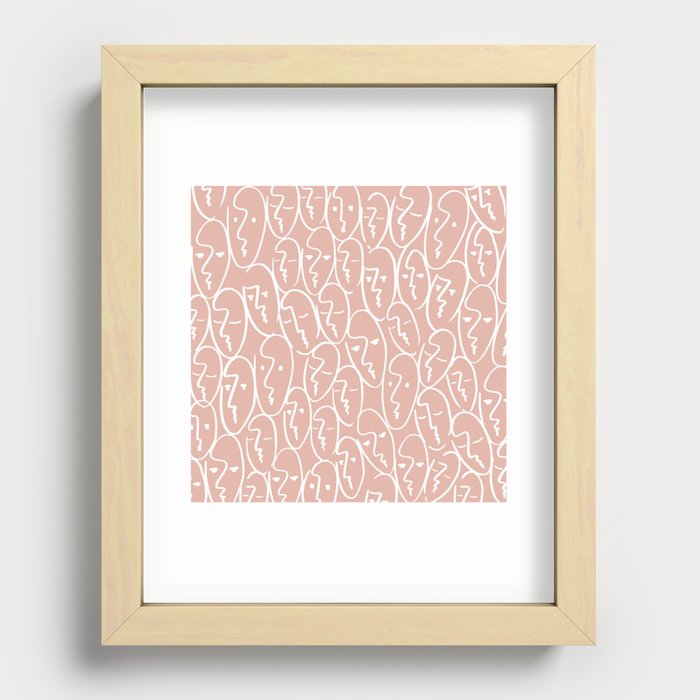 faces (pink) Recessed Framed Print