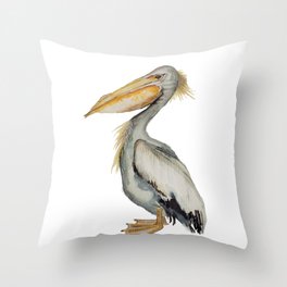 Watercolor Pelican  Throw Pillow
