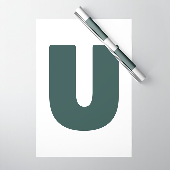 U (Dark Green & White Letter) Wrapping Paper