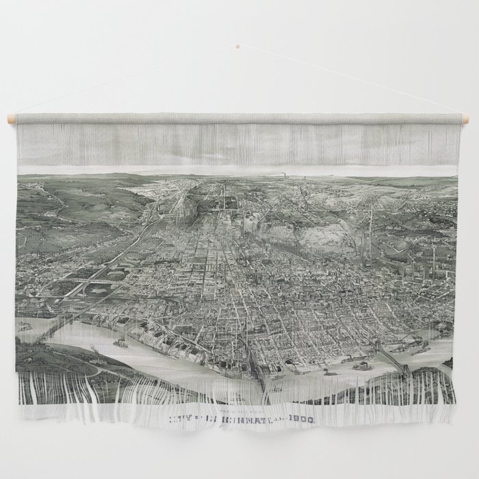 Cincinnati - mapa pictórico vintage de Ohio Wall Hanging