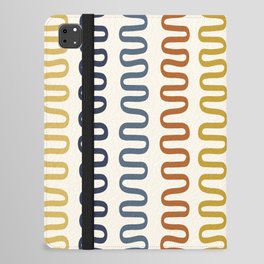 Abstract Shapes 233 in Boho Yellow Navy Blue Orange Gold (Snake Pattern Abstraction) iPad Folio Case
