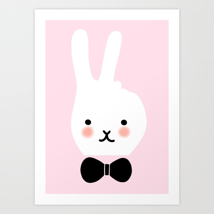 Peace Bunny in Pink Art Print