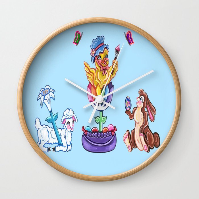 Spring Easter Party Friends Wall Clock