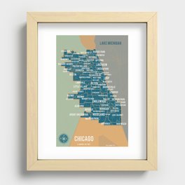 City of Chicago Map Recessed Framed Print