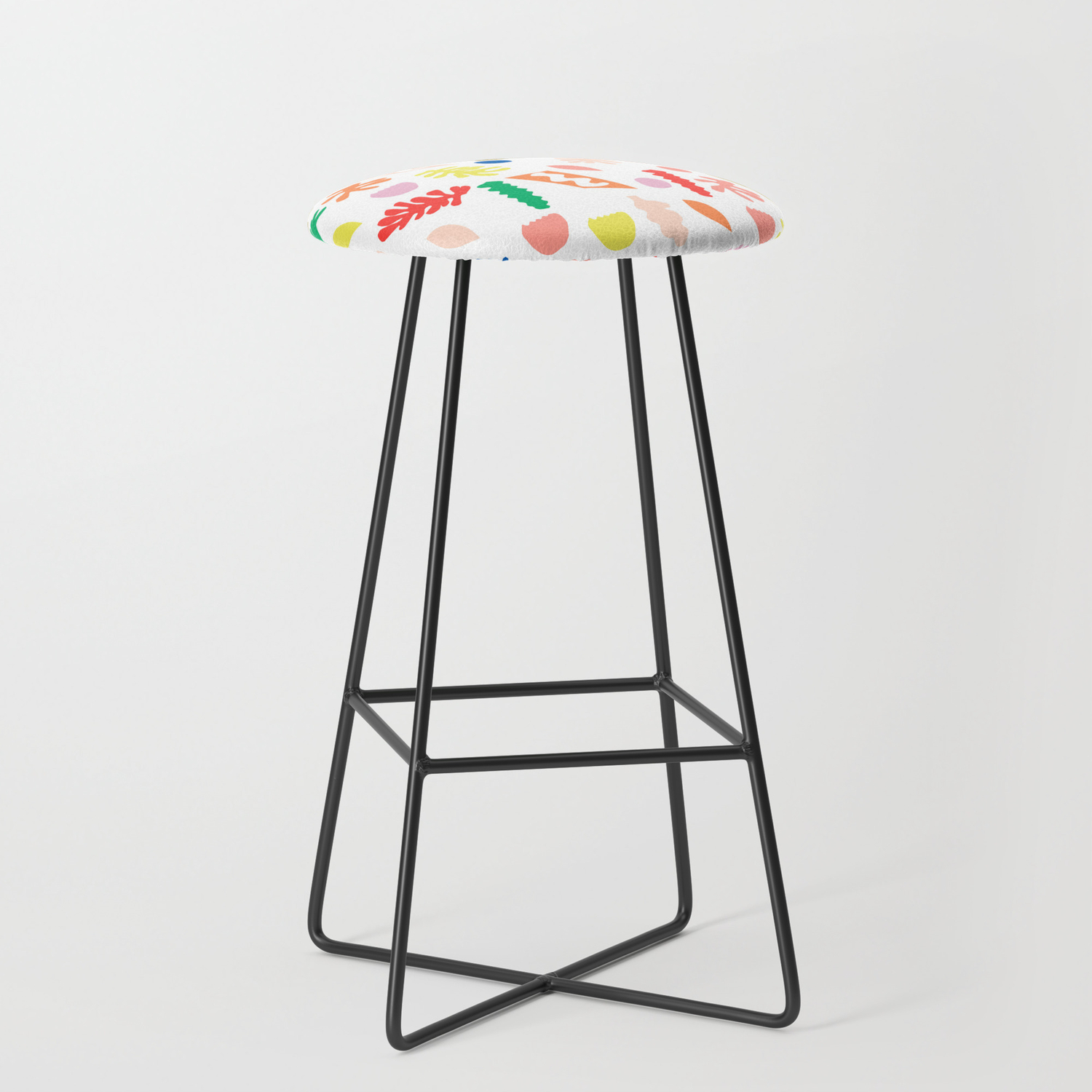 Shapes Fun Minimal Bright Colorful Botanical Leaves And Geometric Shapes Kids Room Decor Bar Stool By Charlottewinter Society6