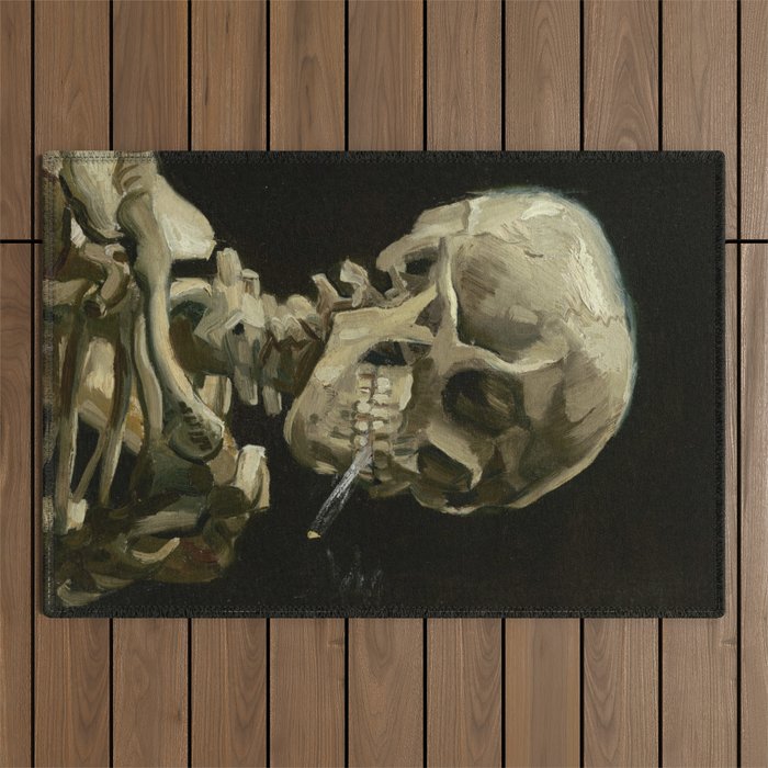 Van Gogh - Head of a skeleton with a burning cigarette Outdoor Rug
