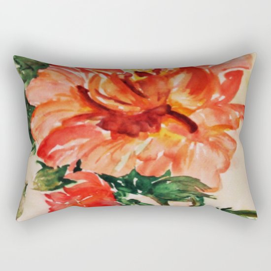 red rose japanese art Rectangular Pillow