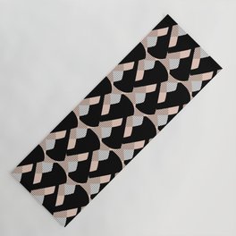 Weave me alone // pink, black + polka dot knit camo pattern Yoga Mat