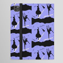 Two ballerina figures in black on blue paper iPad Folio Case