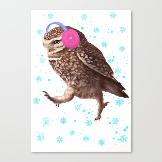 Owl with headphones Canvas Print