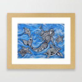 Mermaid and Honus Framed Art Print