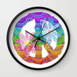 Sweet Peace - Colorful Mandala Art by Sharon Cummings Wall Clock