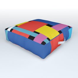 Abstract Weave Pattern in Bold Pop Colors Outdoor Floor Cushion