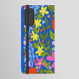 Modern Folk Art Flowers Blue Android Wallet Case