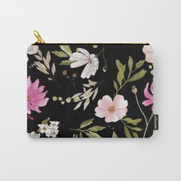 Spring Floral in black Carry-All Pouch