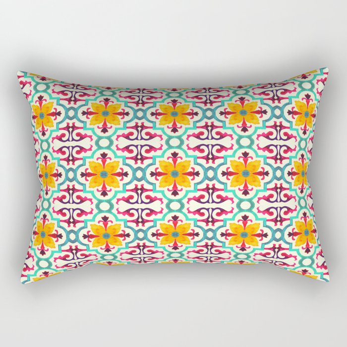 N235 - Floral Oriental Traditional Andalusian  Moroccan Style Rectangular Pillow