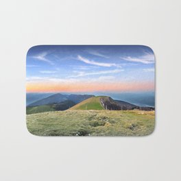 Twilight of top hill mountain scenics view in Alps Bath Mat | Mountain, Meadow, France, Sunset, Jura, Hill, Summer, Scenery, Twilight, Nature 