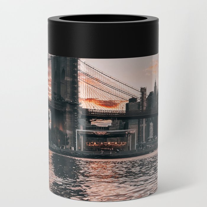Brooklyn Bridge and Manhattan skyline in New York City at sunset Can Cooler