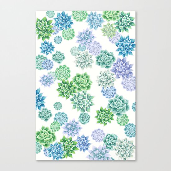 Floral succulent pattern Canvas Print