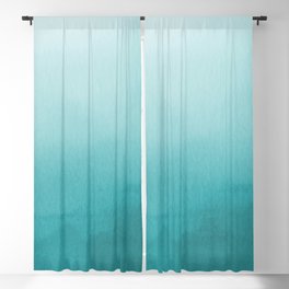 Best Seller Aqua Teal Turquoise Watercolor Ombre Gradient Blend Abstract Art - Aquarium SW 6767 Blackout Curtain