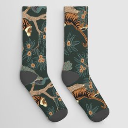 Vintage tiger and peacock Socks