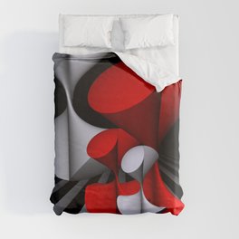 3D in red, white and black -11- Duvet Cover