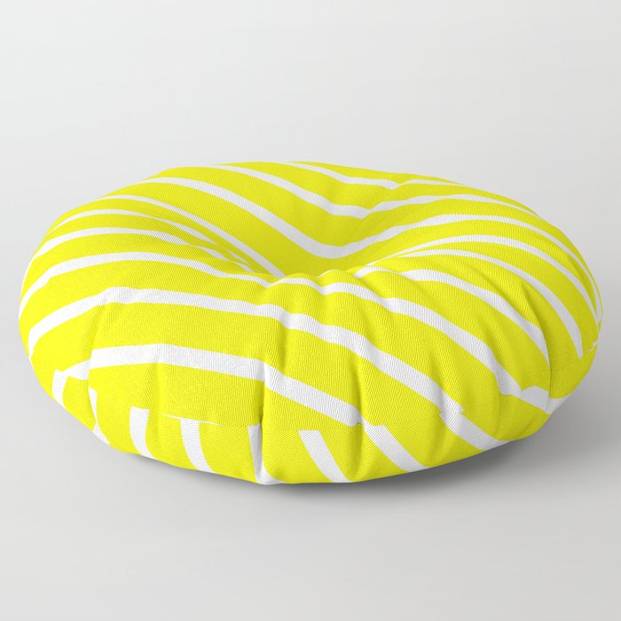 Neon Yellow Diagonal Stripes Floor Pillow