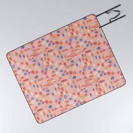 Meadow - Spring Floral Abstract Pattern Pink Picnic Blanket