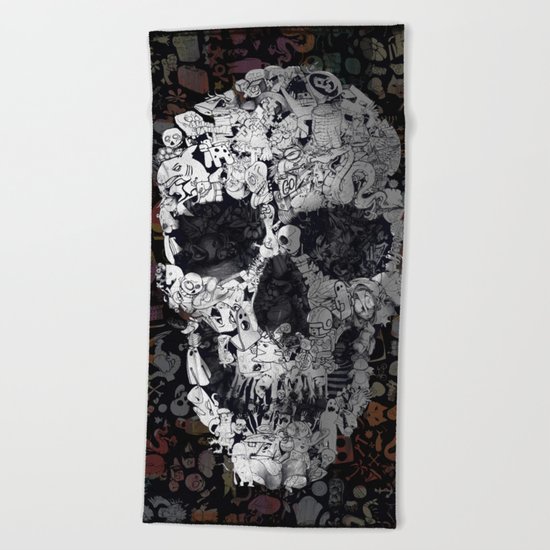 Doodle Skull Beach Towel