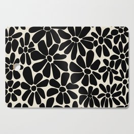 Black and White Retro Floral Art Print  Cutting Board