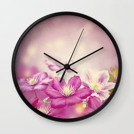 Purple clematis flowers for background Wall Clock