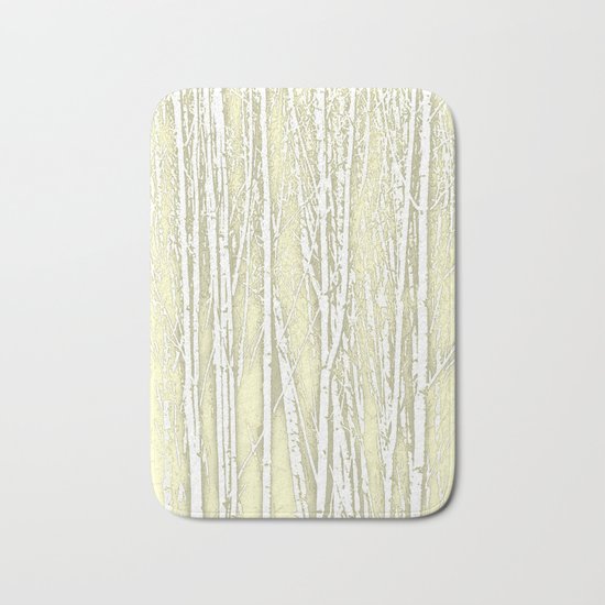 Birch Trees Pattern Soft Moss Bath Mat
