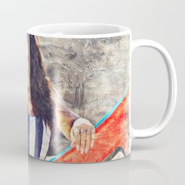 Woman In Blue And White Stripe Tank Top Coffee Mug