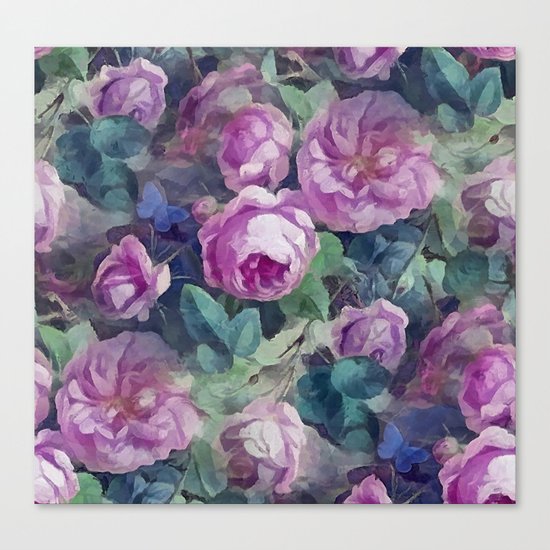 Floral pink roses pattern Canvas Print