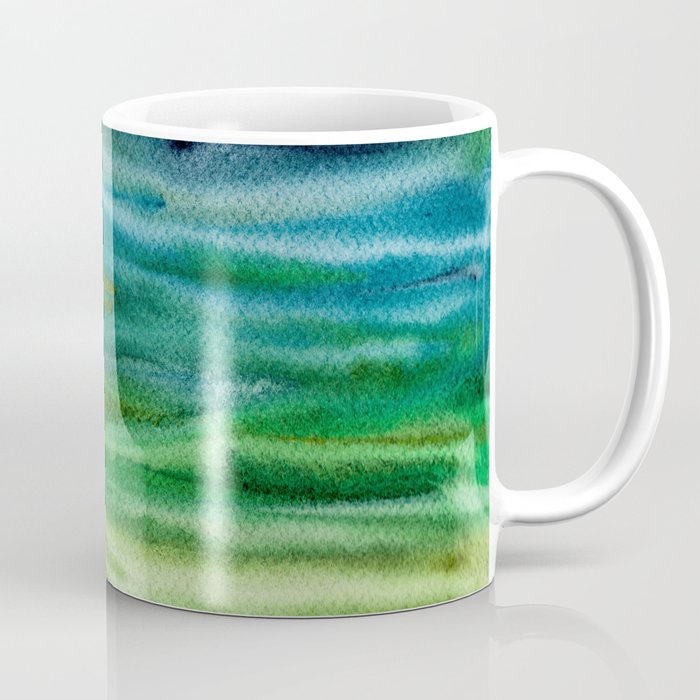 Blue-Green Woodgrain Abstract Coffee Mug