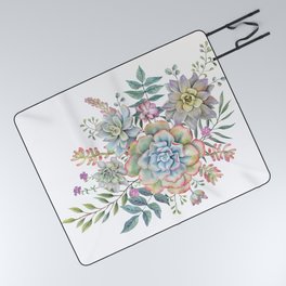 Watercolor Succulents #96 Picnic Blanket