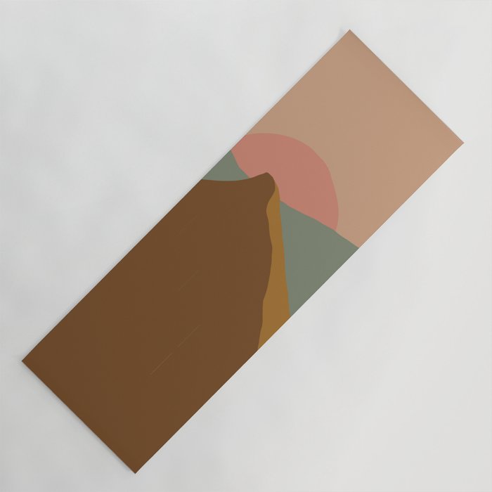 Minimalistic Bohemian Landscape in Muted Earthy Colors Yoga Mat