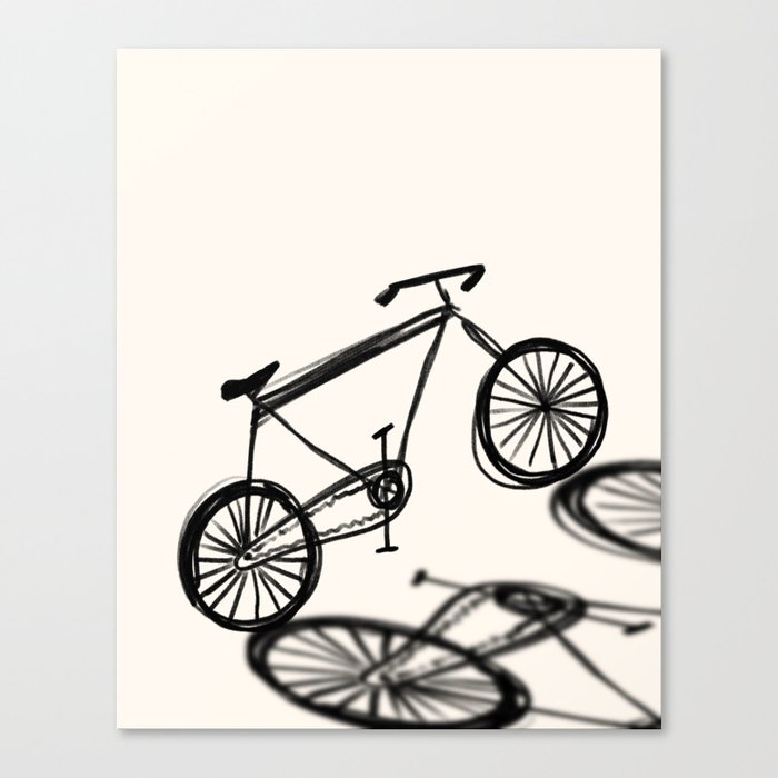 Bicycle Sketch Drawing black and white Canvas Print
