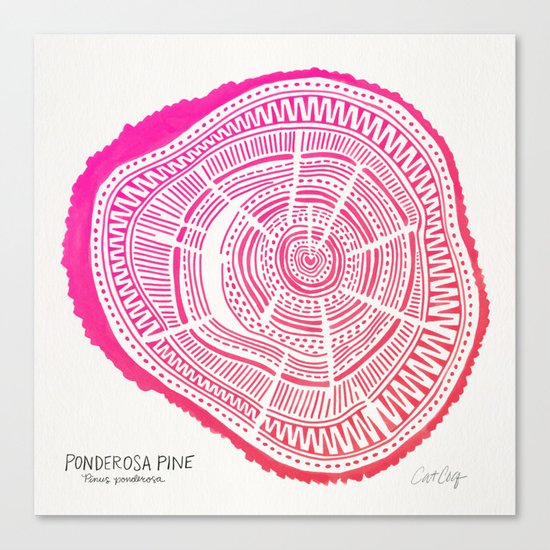 Ponderosa Pine – Pink Ombré Palette Canvas Print