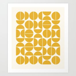 Mid Century Modern Bauhaus Pattern Yellow Art Print