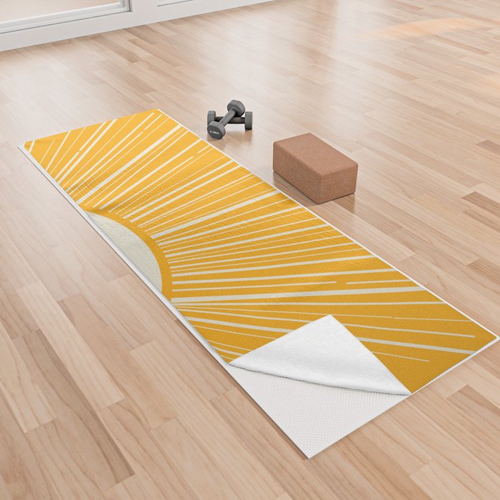 Sunshine Yellow Geometric Yoga Towel