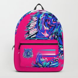 Digital animal series - Tiger Backpack | Portrait, Lineart, Predator, Bigcat, Illustration, Neoncolors, Jungle, Tiger, Bigkitty, Lines 