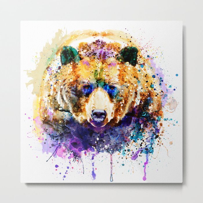 Colorful Grizzly Bear Metal Print
