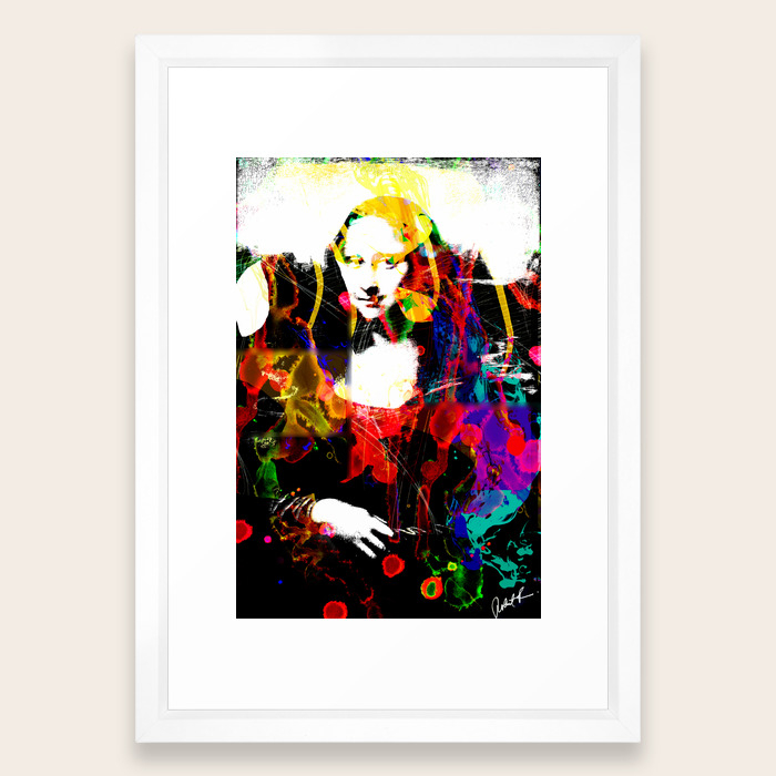 Mona Lisa Watercolor Large Pop Art Painting Modern Abstract Framed