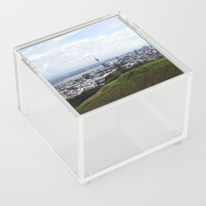 New Zealand Photography - Sky Tower Seen From  A Grassy Hill Acrylic Box