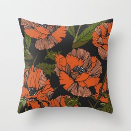 Autumnal flowering of poppies Throw Pillow