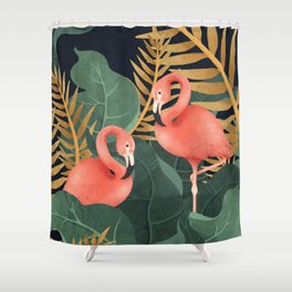 Two Flamingos Shower Curtain