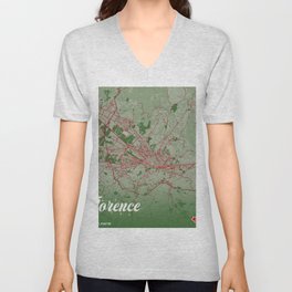 Florence - Italy Christmas Color City Map V Neck T Shirt